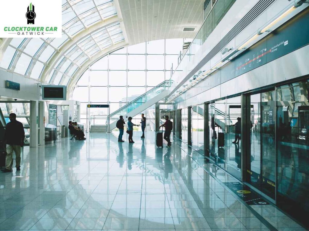 A View of Gatwick Airport Terminal; Travellers Moving out to Find Gatwick Taxi